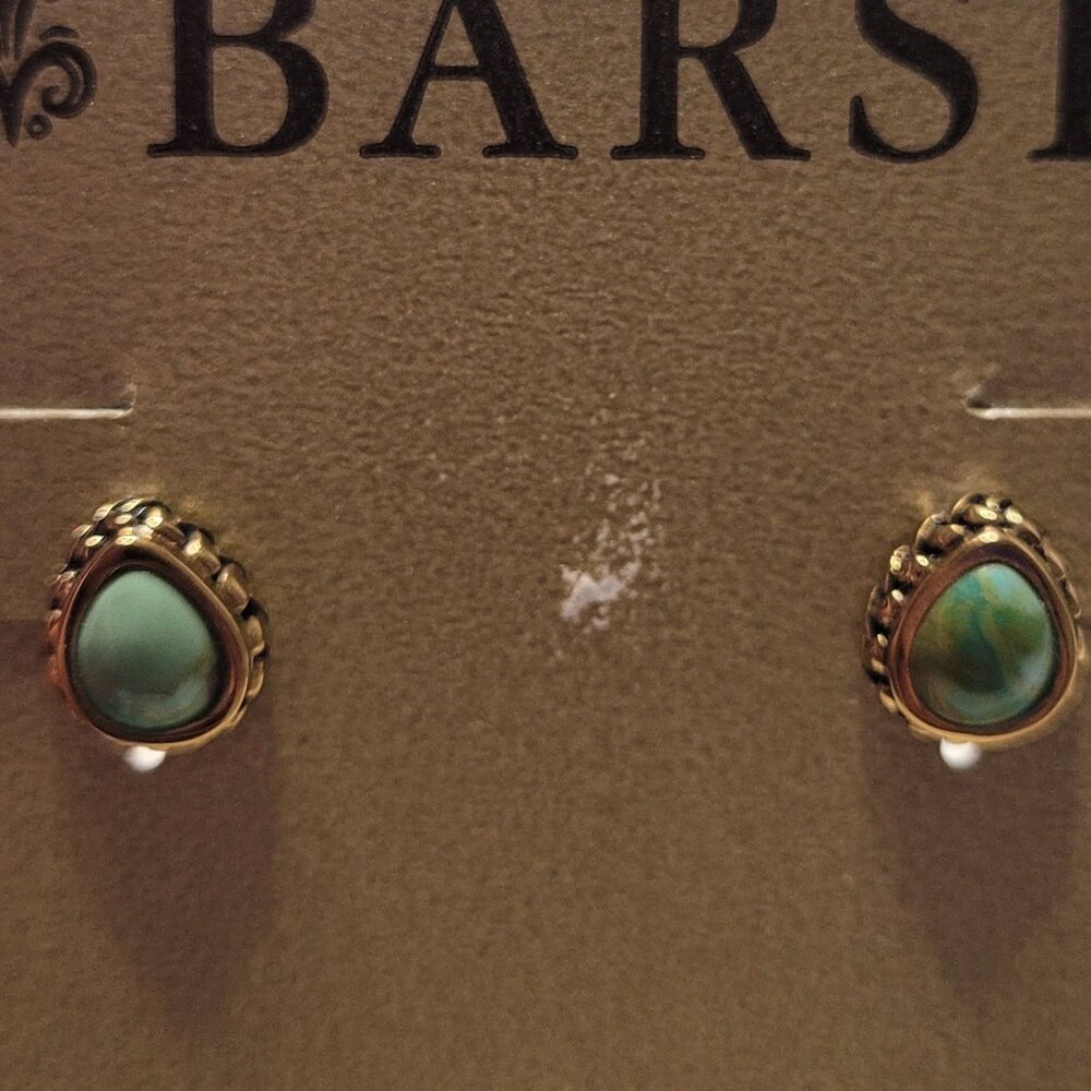Barse Blue Turquoise Genuine Bronze Pierced Earrings
